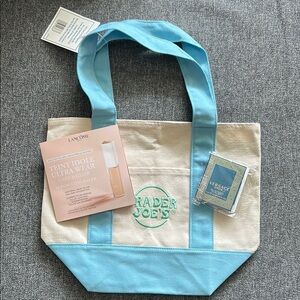 Trader Joe's Blue and Cream Tote Bag